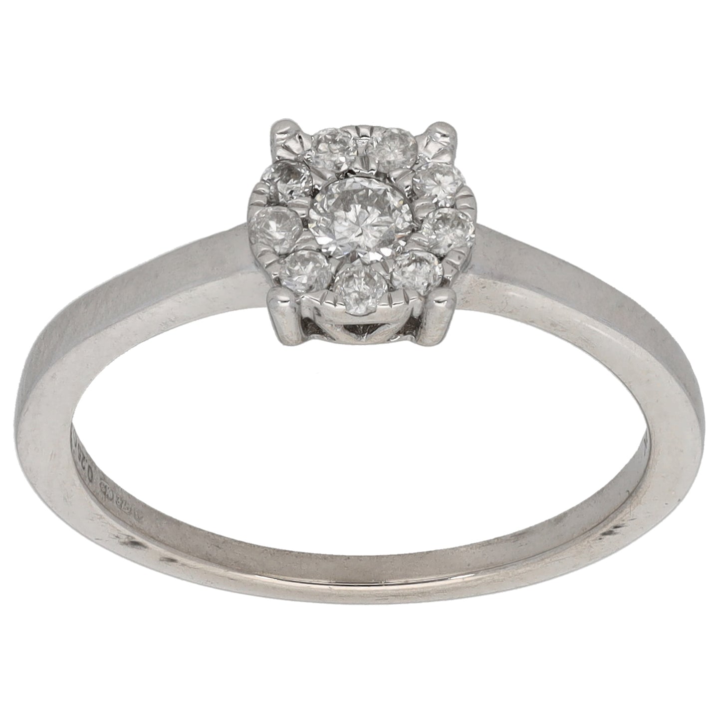 9ct White Gold 0.19ct Diamond Cluster Ring Size M