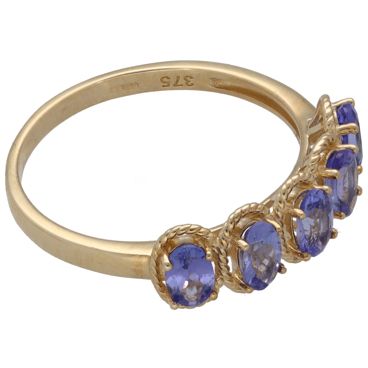 9ct Gold Tanzanite Half Eternity Ring Size R