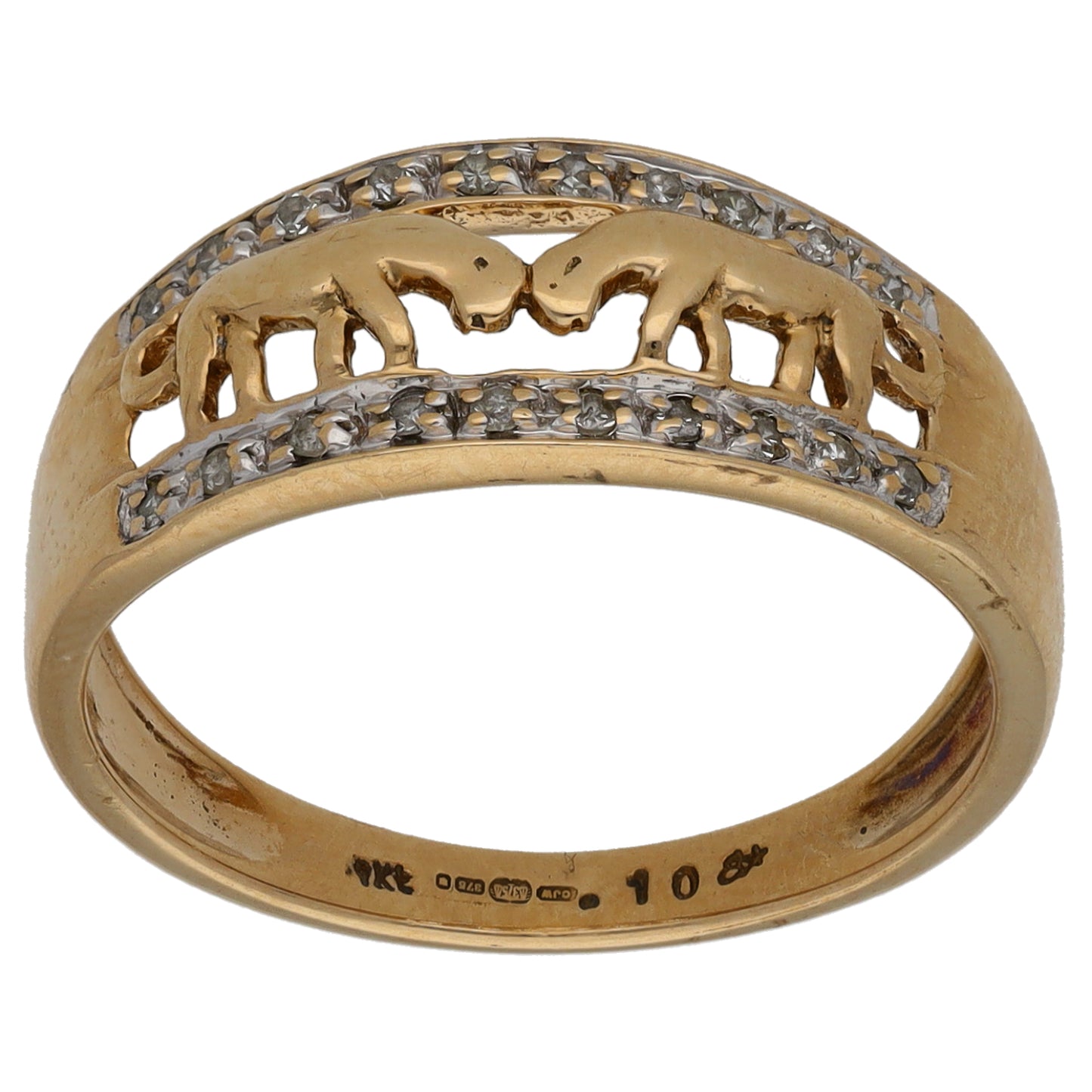 9ct Gold 0.10ct Diamond Animal Ring Size N