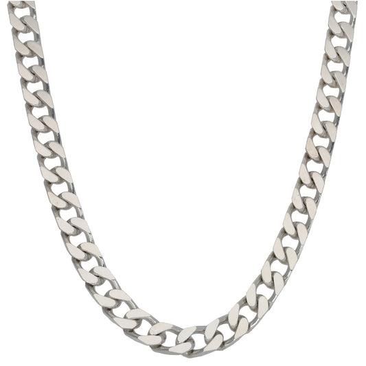 Sterling silver curb chain necklace with flat interlocking links