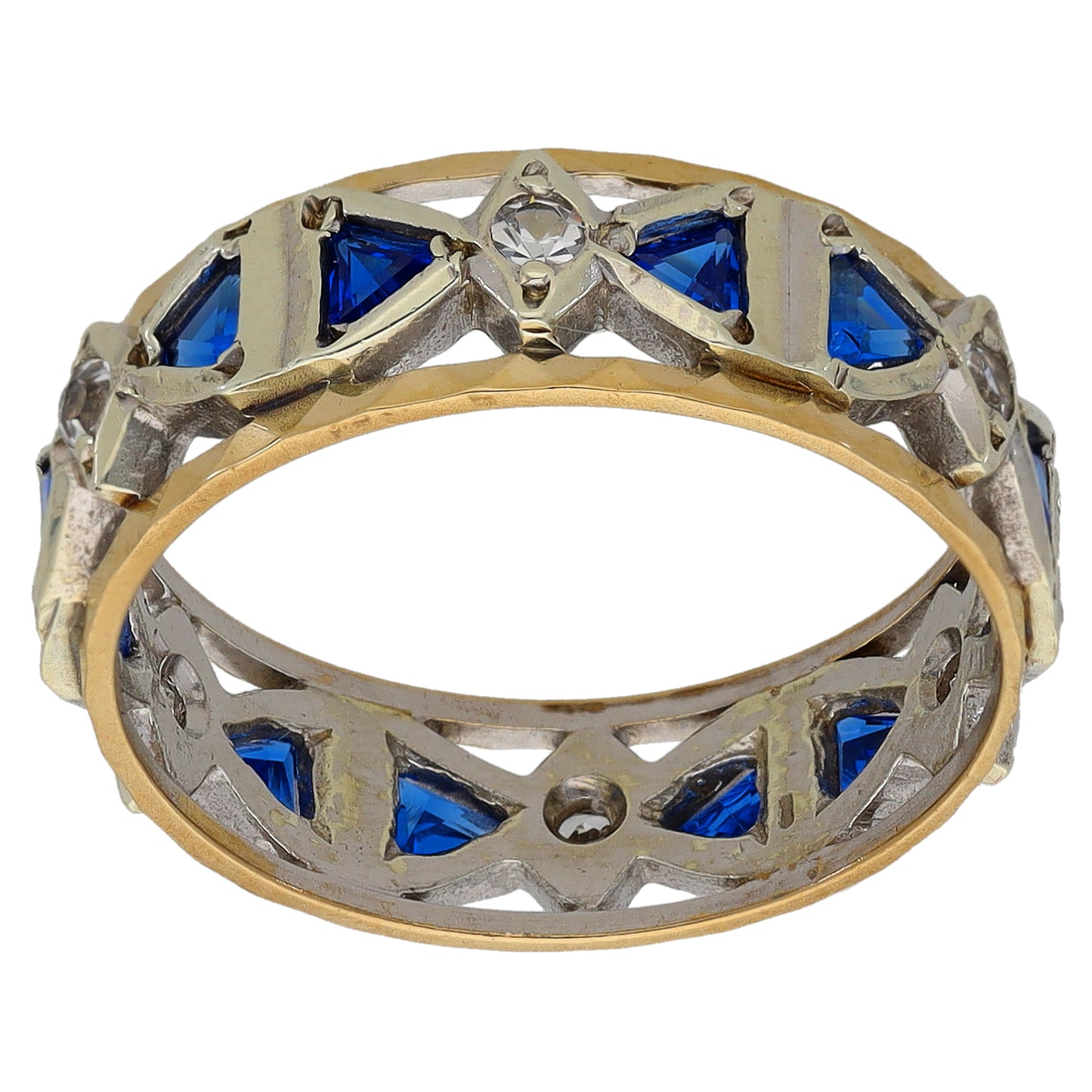 9ct Bi-Colour Gold Imitation Gems Alternative Ring Size P