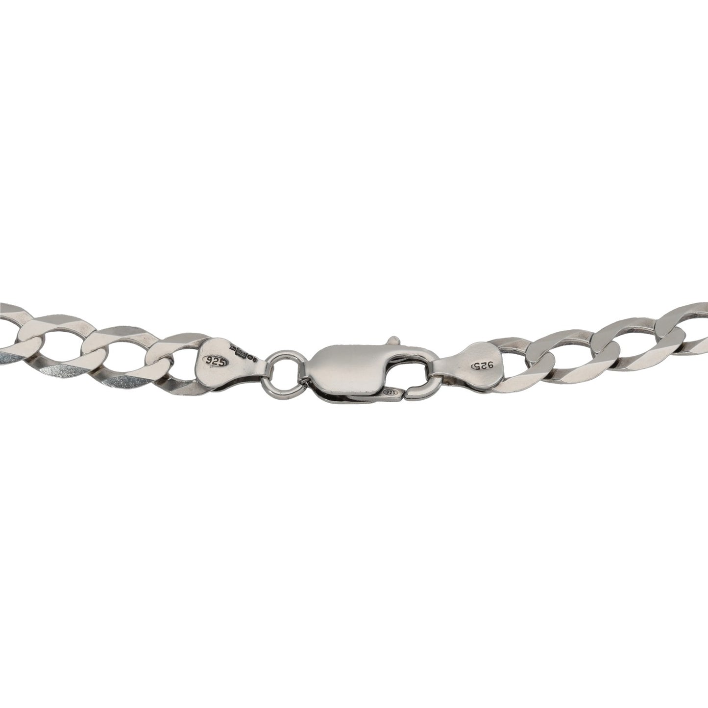 Sterling silver curb chain clasp with 925 stamped end links