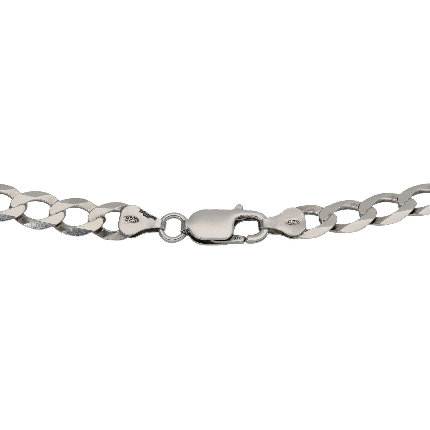 Sterling silver curb chain clasp with 925 stamped end links