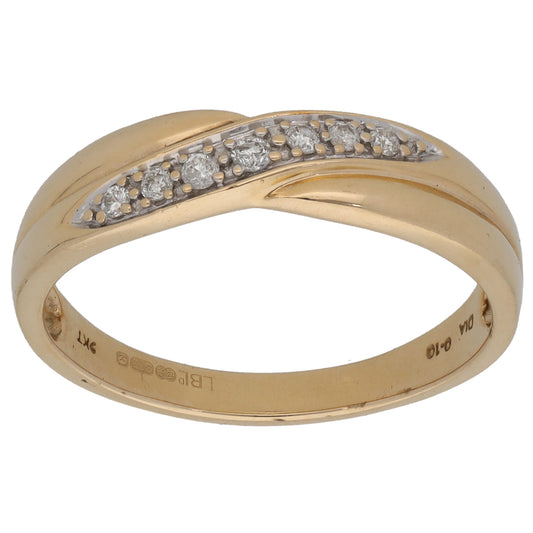 9ct Gold 0.10ct Diamond Half Eternity Ring Size S
