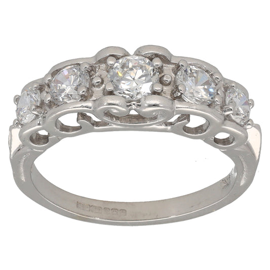 9ct White Gold Cubic Zirconia Half Eternity Ring Size Q