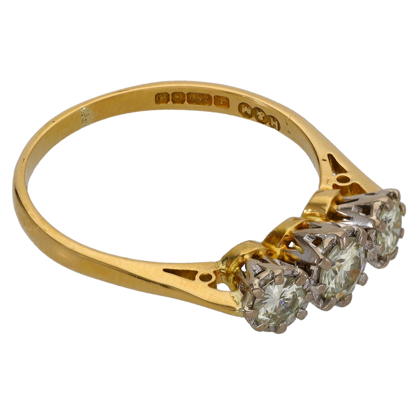 18ct Bicolour Gold 0.42ct Diamond Trilogy Ring Size P