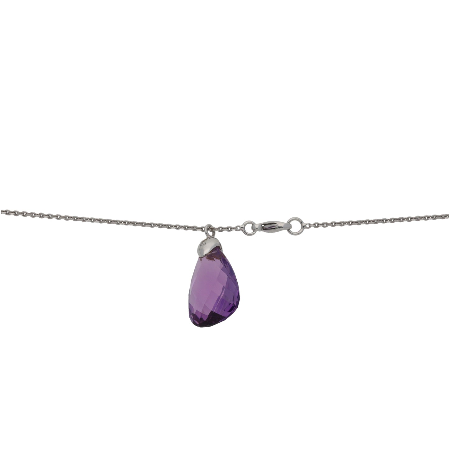 18ct White Gold Amethyst & Cubic Zirconia Dress/Cocktail Pendant With Chain