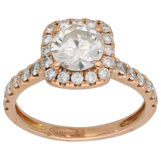 18ct Gold 1.44ct Diamond Halo Ring Size M
