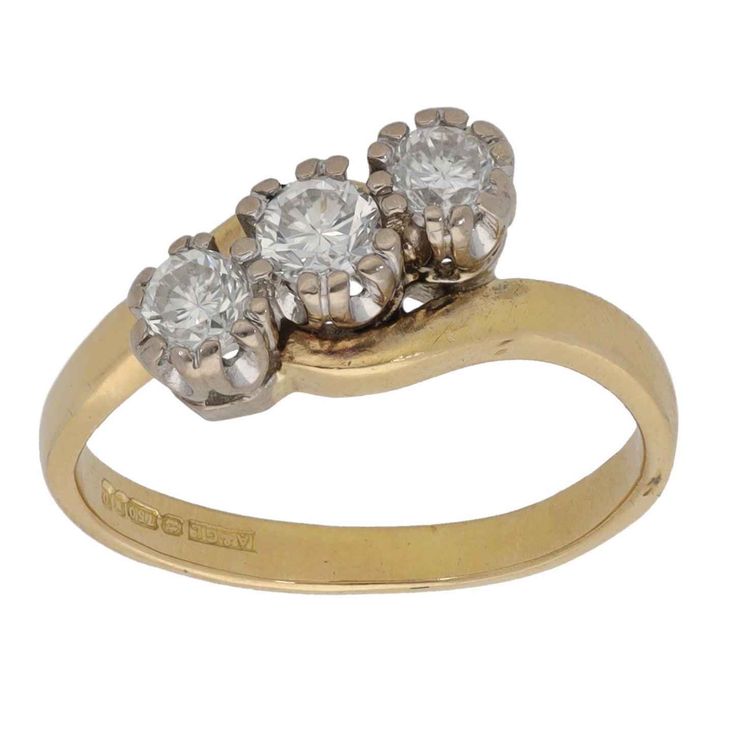 18ct Gold 0.50ct Diamond Trilogy Ring Size K