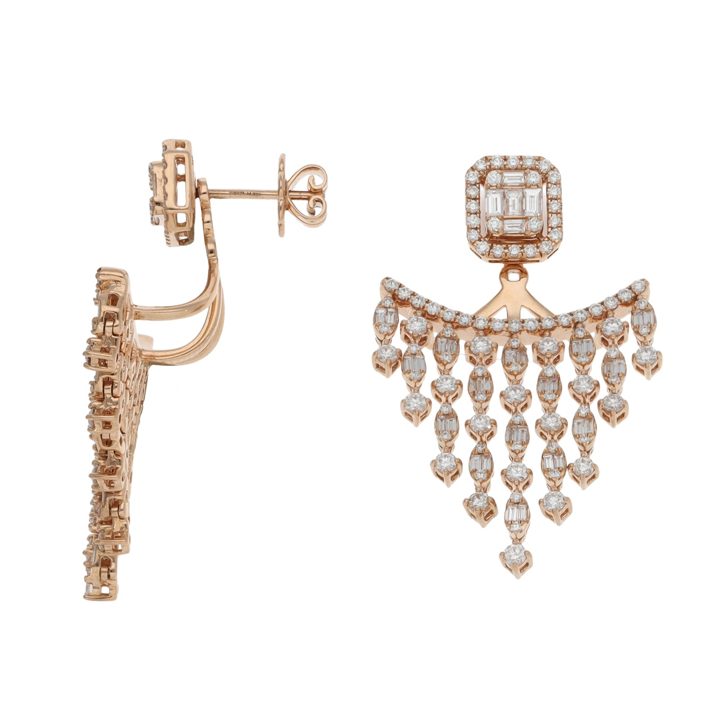 18ct Rose Gold 3.74ct Diamond Dress/Cocktail Earrings