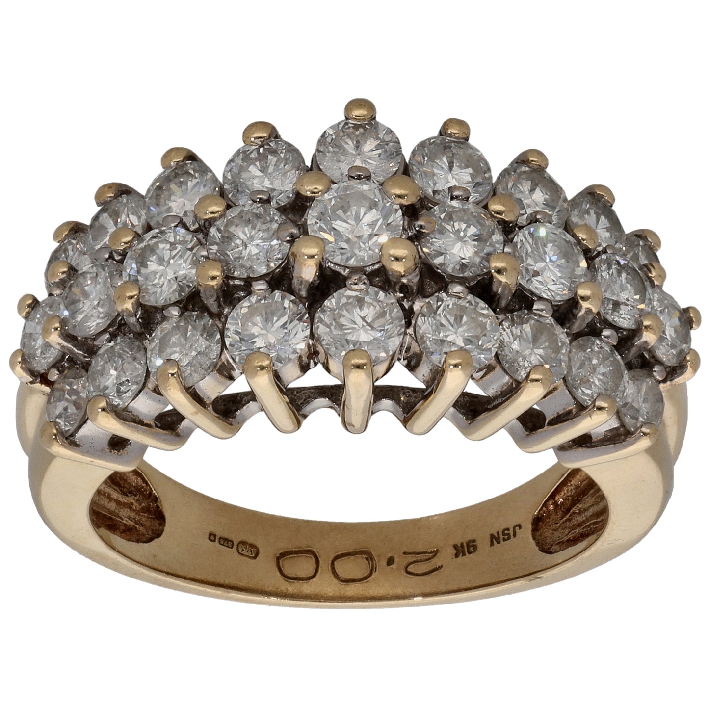9ct Gold 2.00ct Diamond Dress/Cocktail Ring Size L