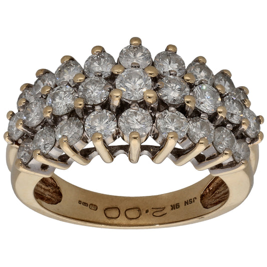 9ct Gold 2.00ct Diamond Dress/Cocktail Ring Size L