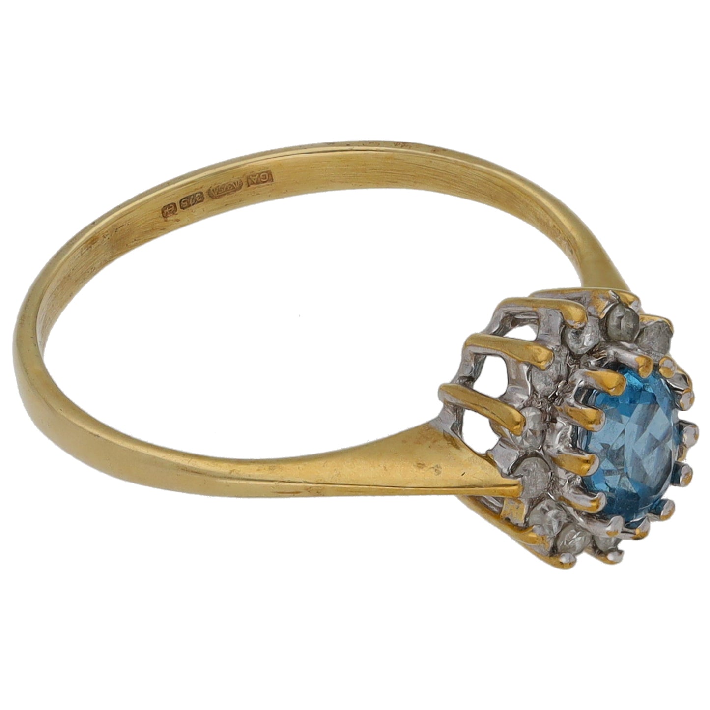 9ct Gold Topaz & 0.12ct Diamond Dress/Cocktail Ring Size L