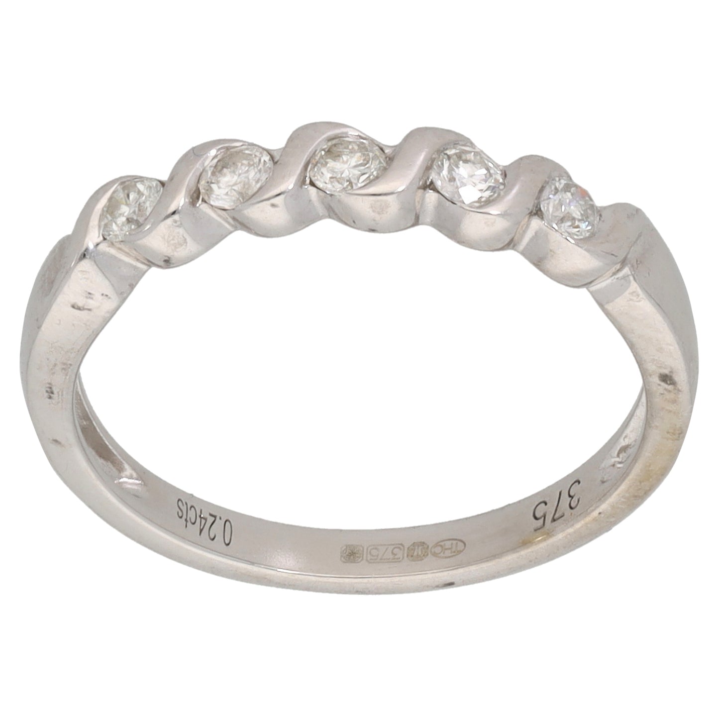 9ct White Gold 0.24ct Diamond Half Eternity Ring Size M