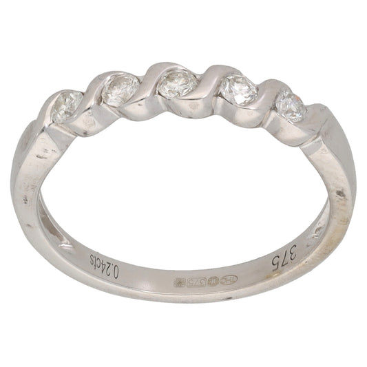 9ct White Gold 0.24ct Diamond Half Eternity Ring Size M