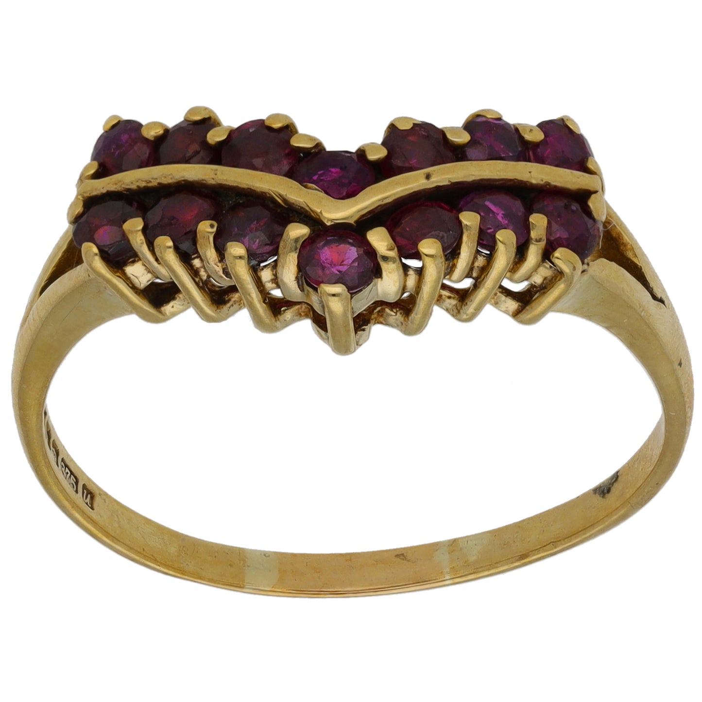 9ct Gold Ruby Wishbone Ring Size S