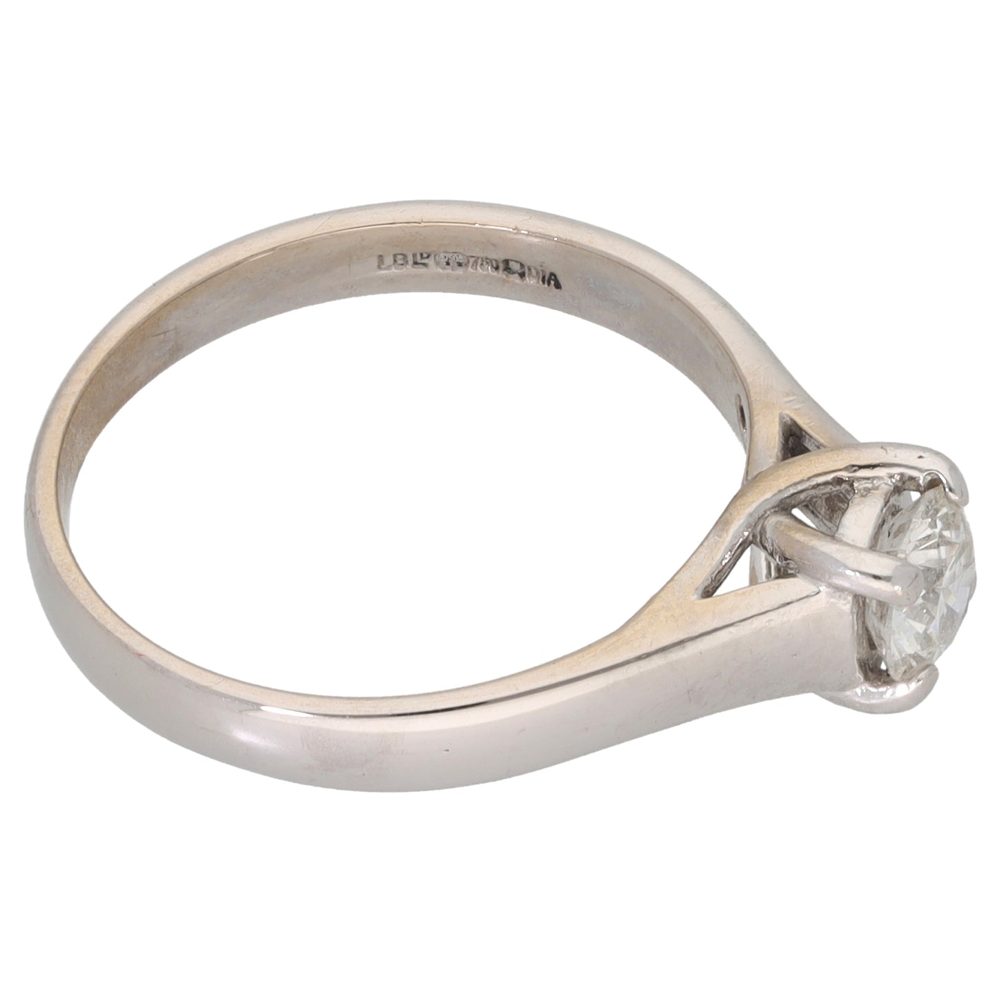 18ct White Gold 0.55ct Diamond Solitaire Ring Size P