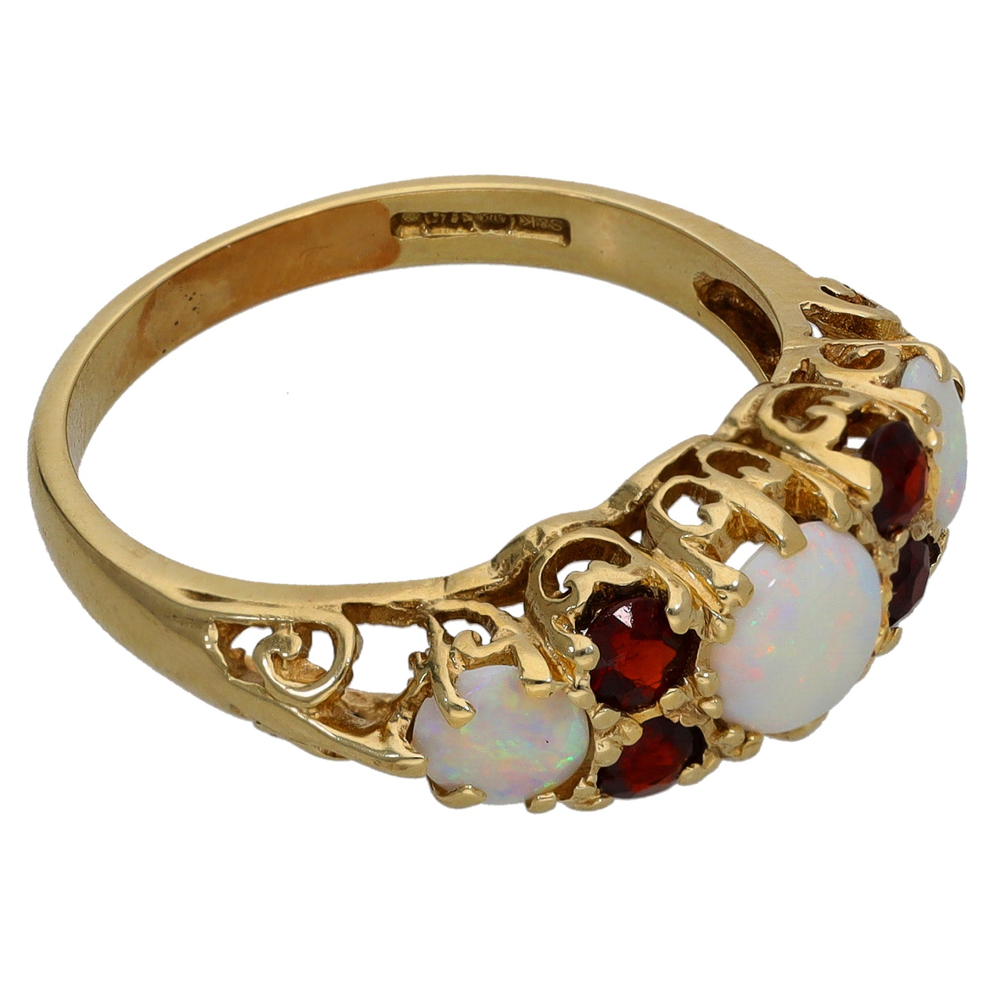 9ct Gold Opal & Garnet Dress/Cocktail Ring Size N