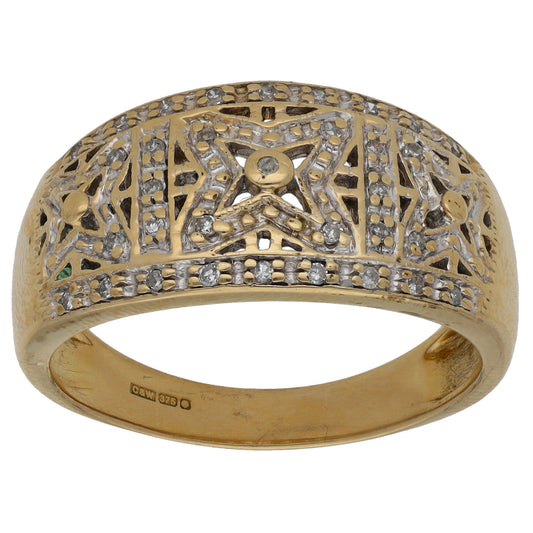 9ct Gold 0.17ct Diamond Dress/Cocktail Ring Size T