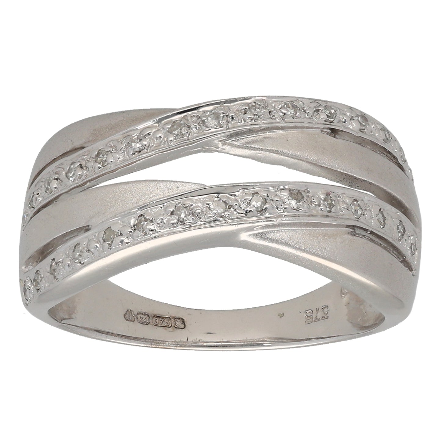 9ct White Gold 0.34ct Diamond Dress/Cocktail Ring Size P