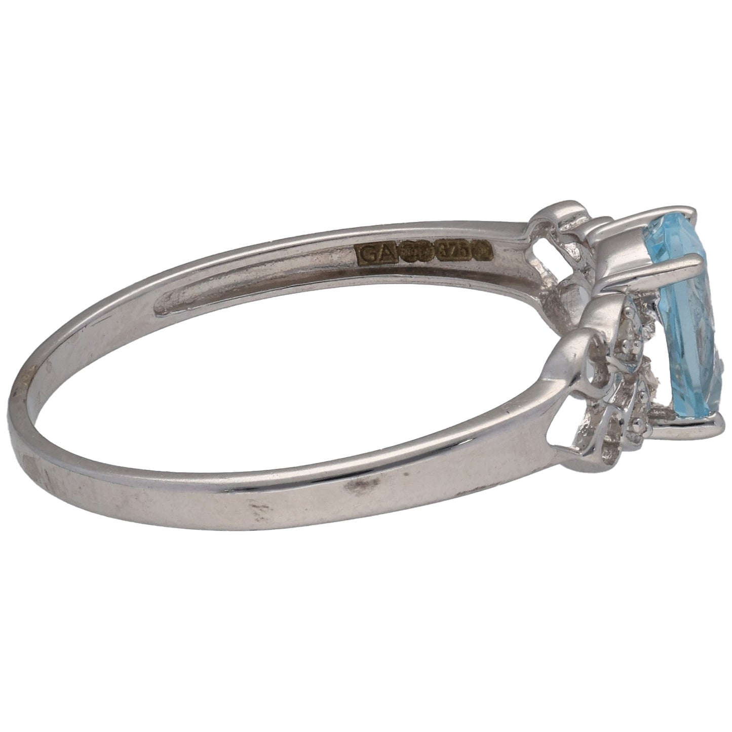 9ct White Gold Topaz & 0.04ct Diamond Dress/Cocktail Ring Size W