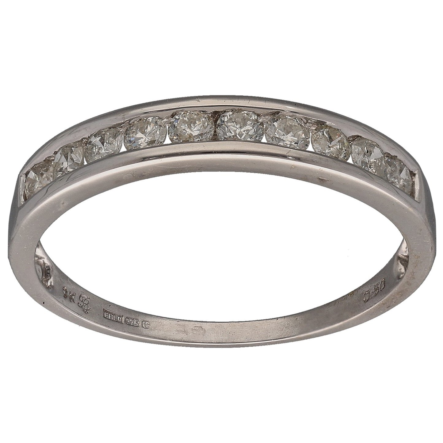 9ct White Gold 0.50ct Diamond Half Eternity Ring Size R