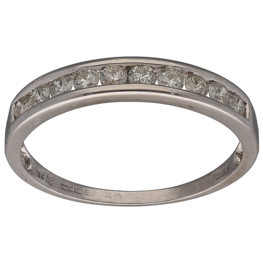 9ct White Gold 0.50ct Diamond Half Eternity Ring Size R