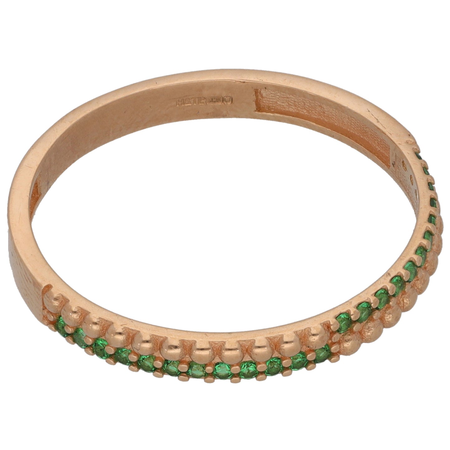 14ct Rose Gold Imitation Gems Half Eternity Ring Size R
