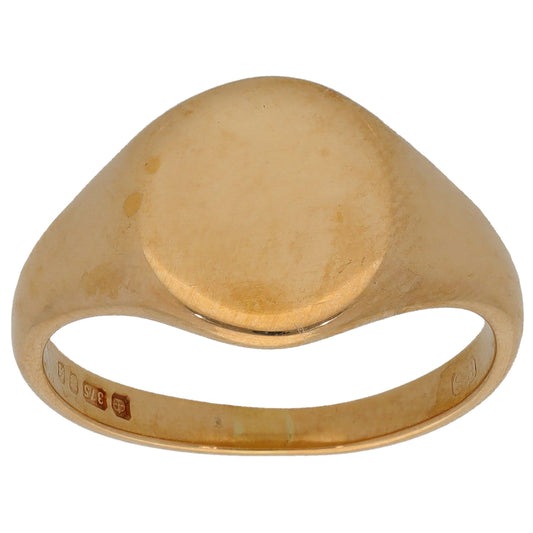 9ct Gold Plain Signet Ring Size M