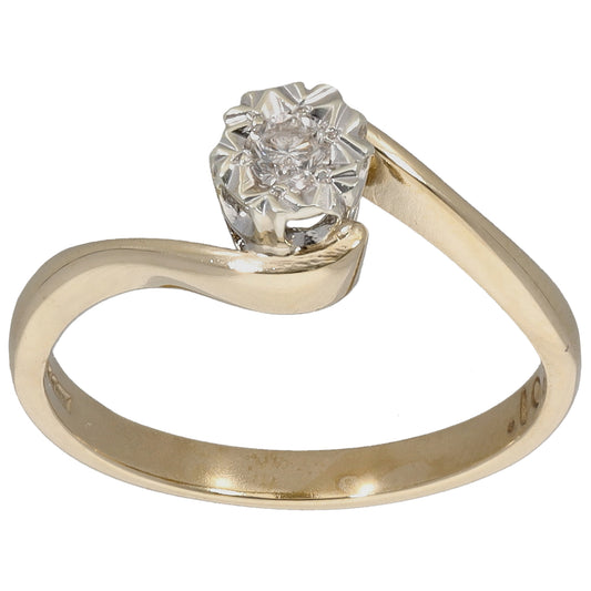 9ct Gold 0.10ct Diamond Solitaire Ring Size P