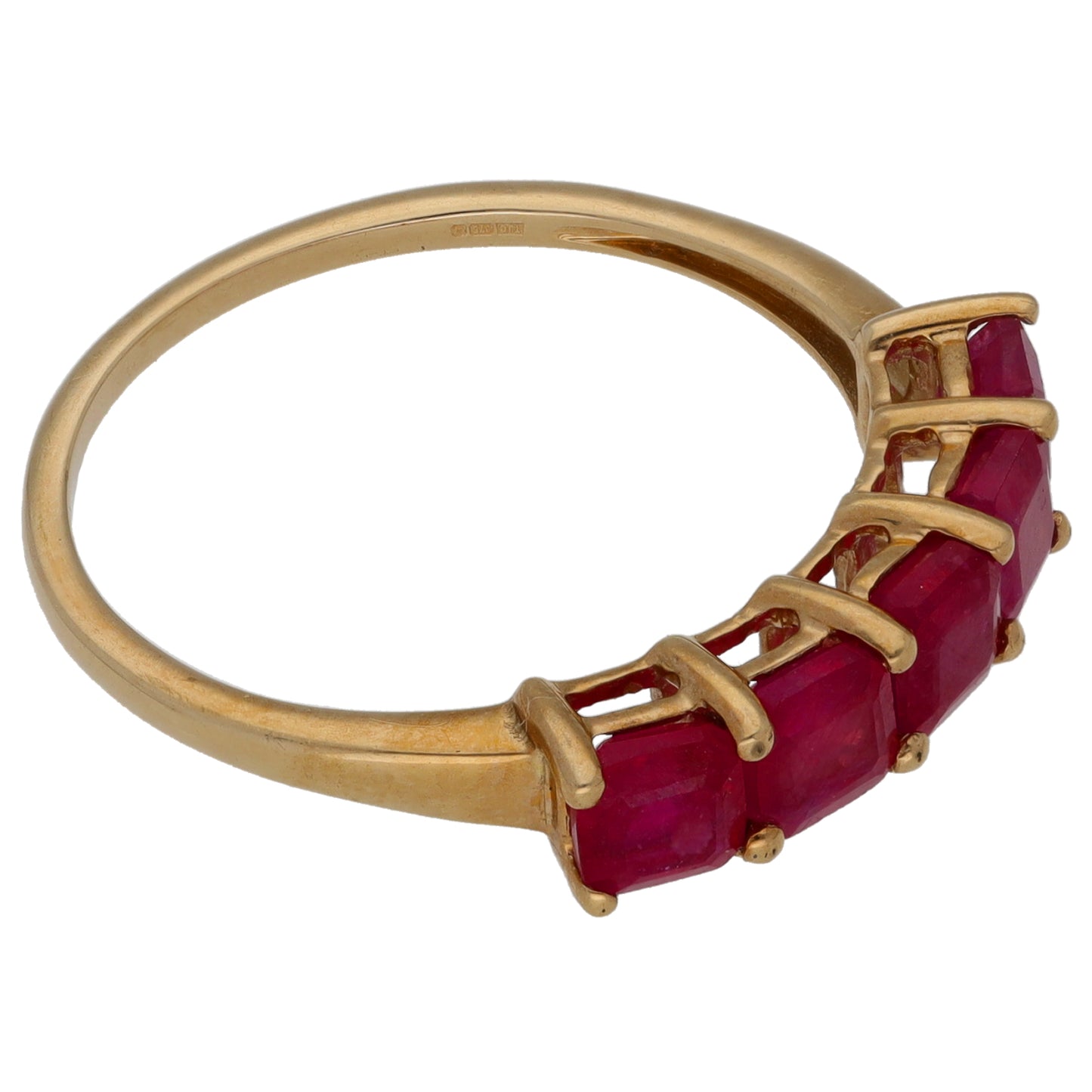 9ct Gold Glass Filled Ruby Half Eternity Ring Size R