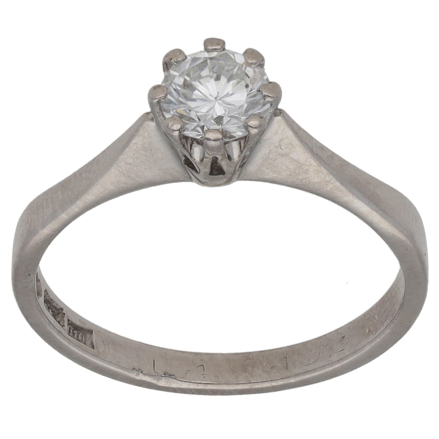 18ct White Gold 0.49ct Diamond Solitaire Ring Size M