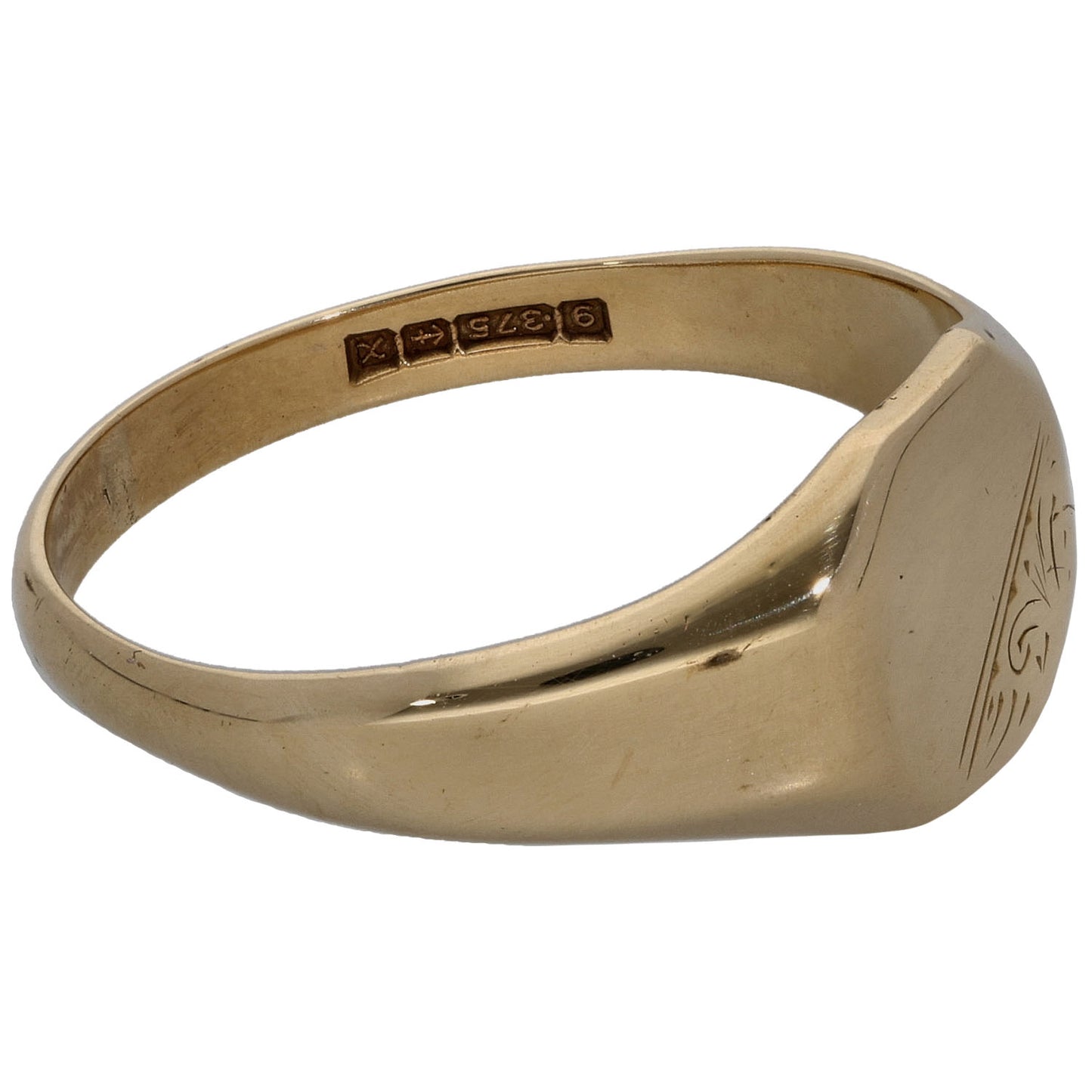 9ct Gold Patterned Signet Ring Size P