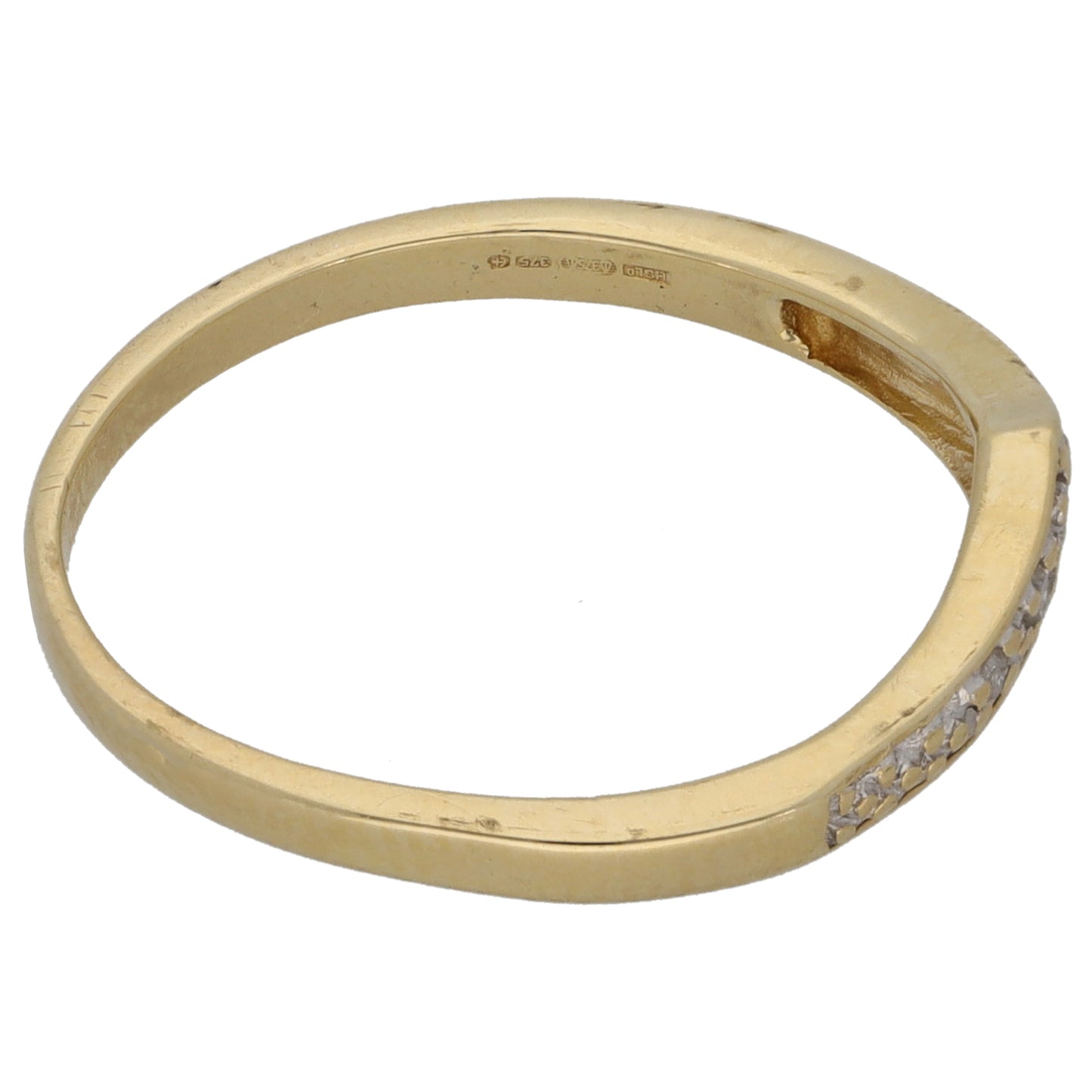 9ct Gold 0.025ct Diamond Wishbone Ring Size M