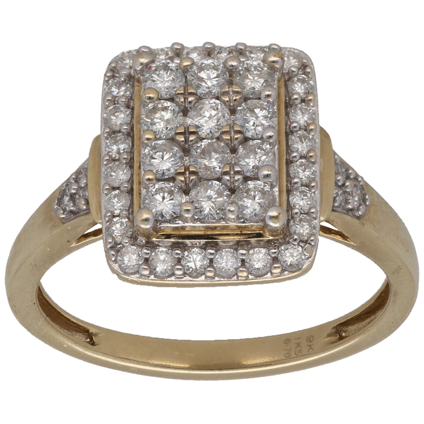 9ct Gold 0.70ct Diamond Cluster Ring Size O