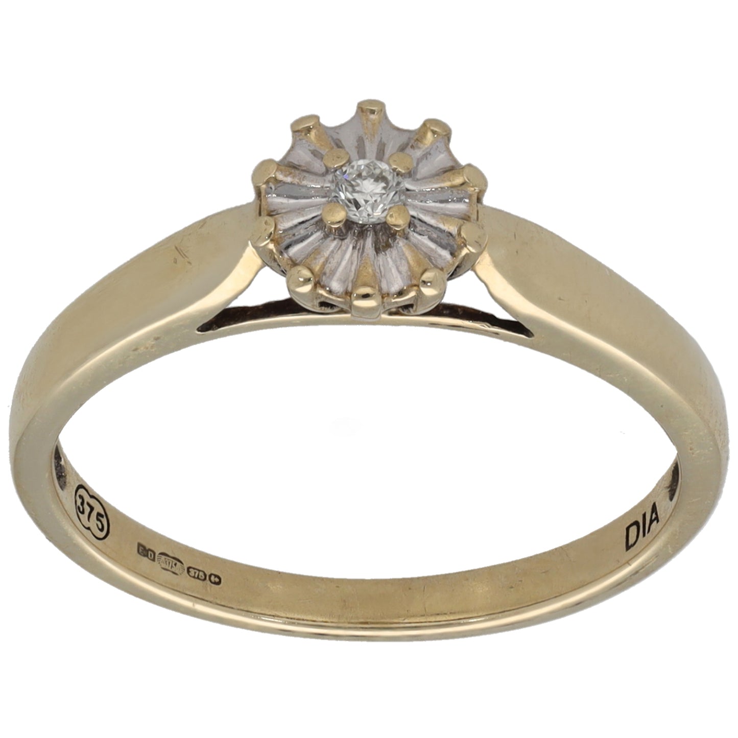 9ct Gold 0.03ct Diamond Solitaire Ring Size L
