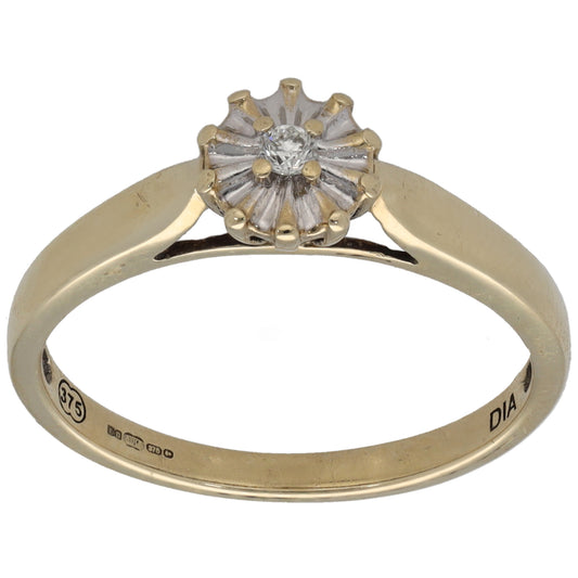 9ct Gold 0.03ct Diamond Solitaire Ring Size L