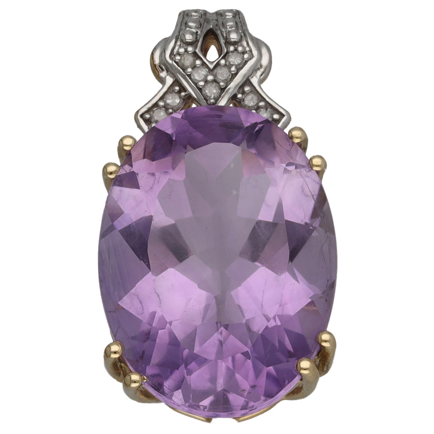 9ct Gold Amethyst & 0.045ct Diamond Dress/Cocktail Pendant