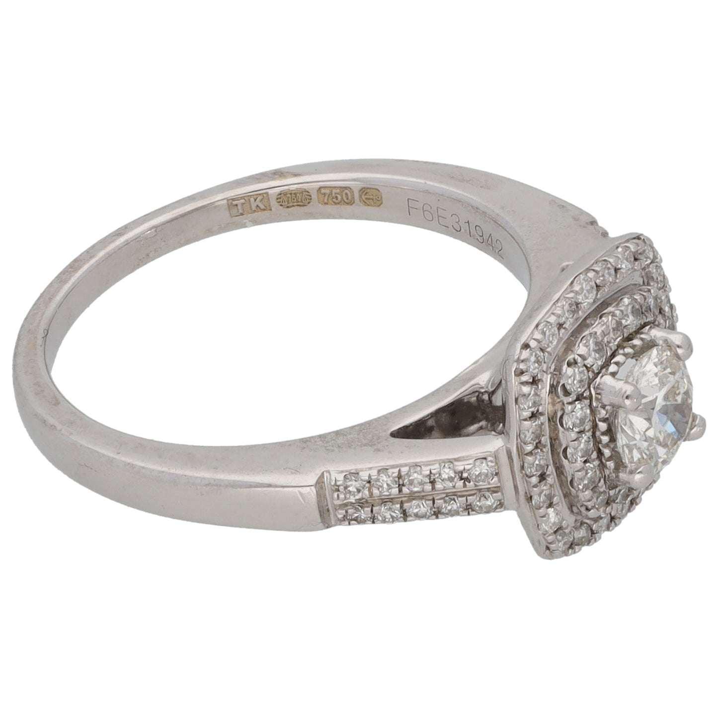 18ct White Gold 0.54ct Diamond Halo Ring Size K