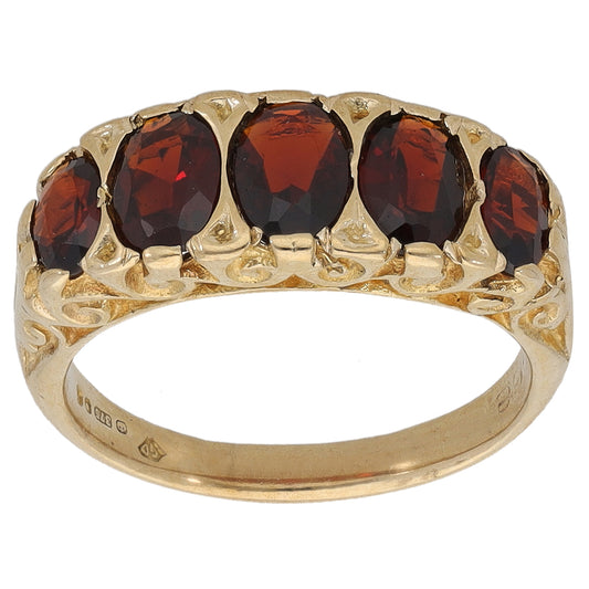 9ct Gold Garnet Dress/Cocktail Ring Size L