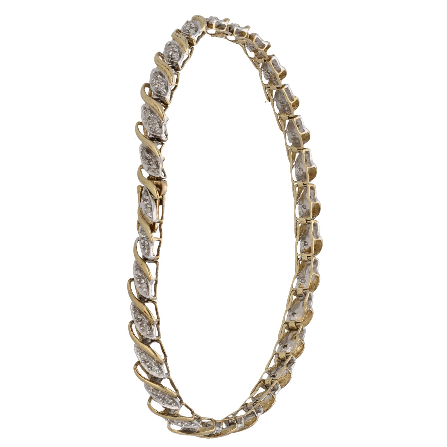 9ct Gold 0.58ct Diamond Fancy Stone Set Bracelet