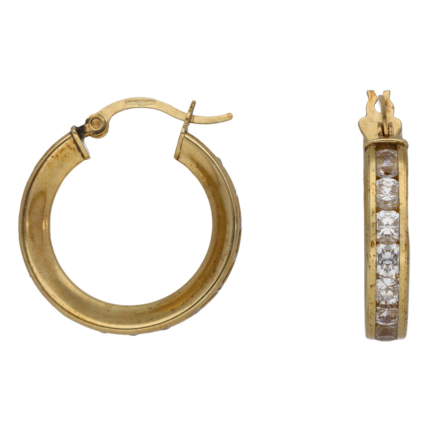 9ct Gold Cubic Zirconia Hoop Earrings