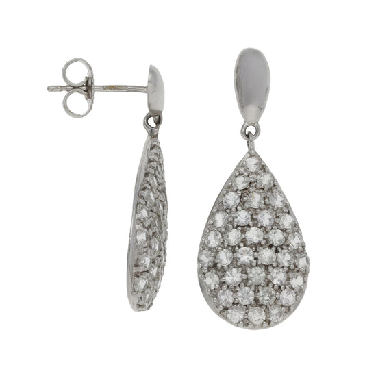 9ct White Gold Cubic Zirconia Drop Earrings