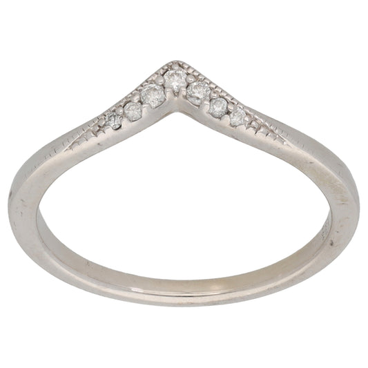 9ct White Gold 0.04ct Diamond Wishbone Ring Size L