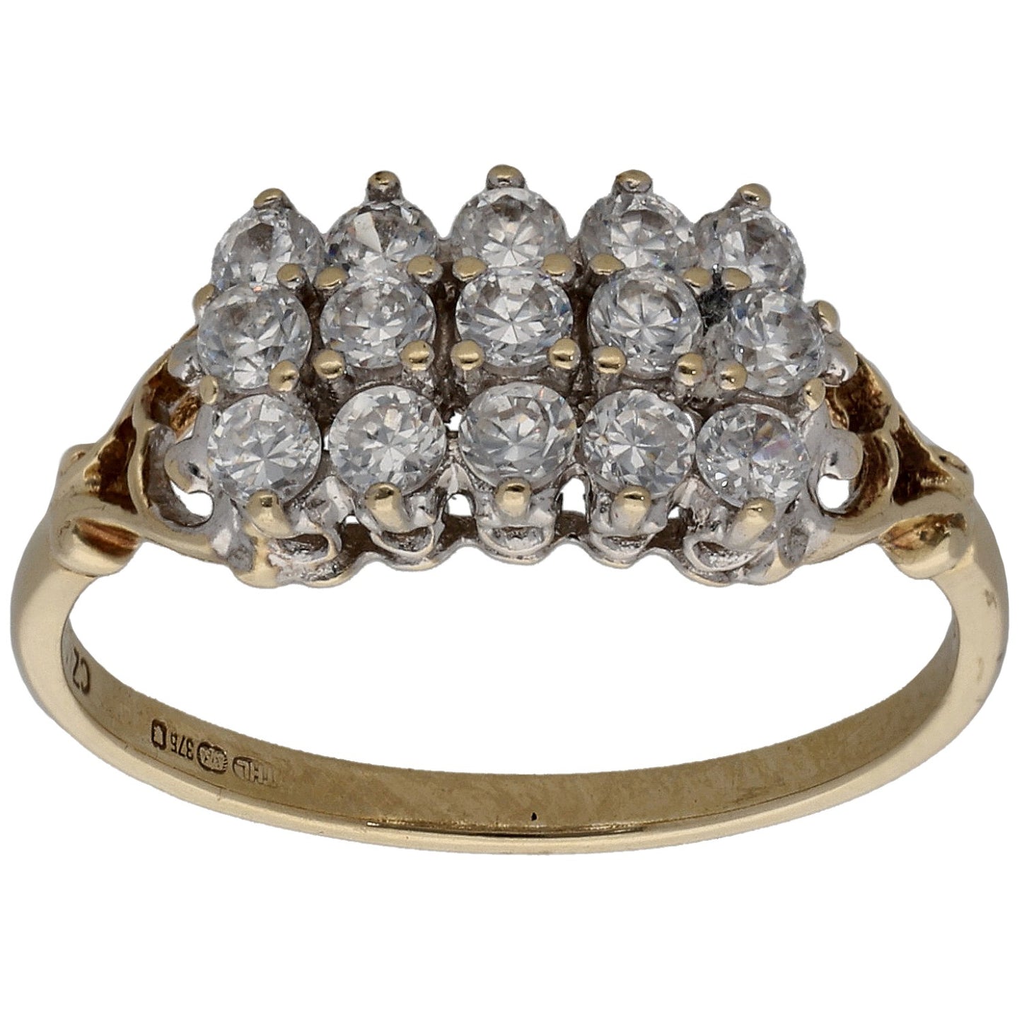 9ct Gold Cubic Zirconia Dress/Cocktail Ring Size O