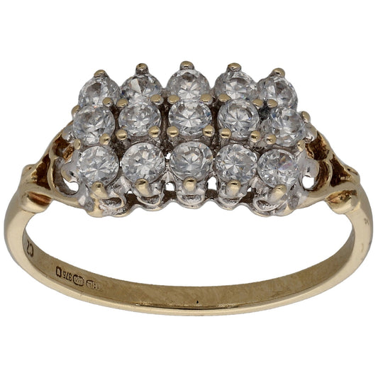 9ct Gold Cubic Zirconia Dress/Cocktail Ring Size O