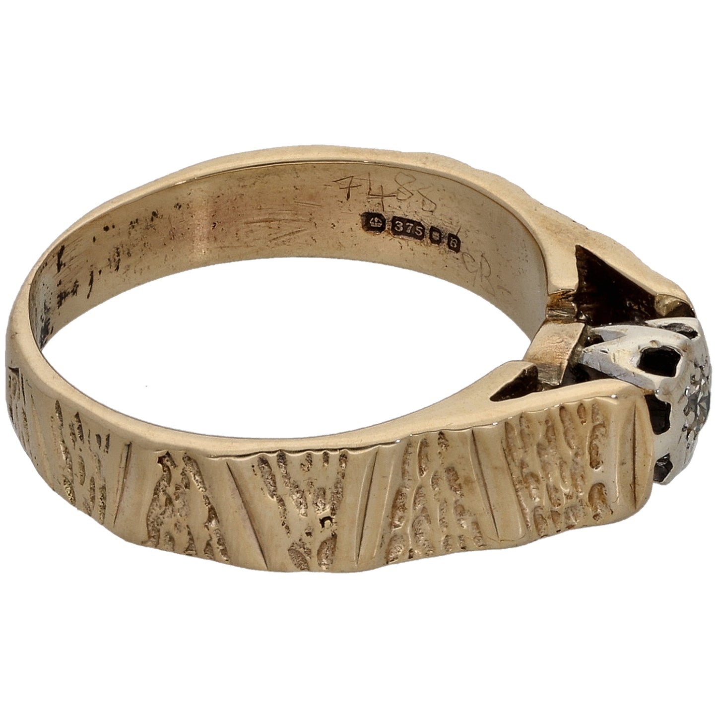 9ct Gold 0.04ct Diamond Solitaire Ring Size M