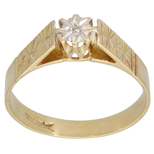 9ct Gold 0.01ct Diamond Solitaire Ring Size O