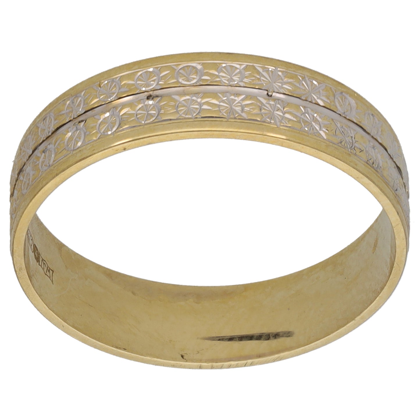 9ct Gold Patterned Wedding Ring Size Q