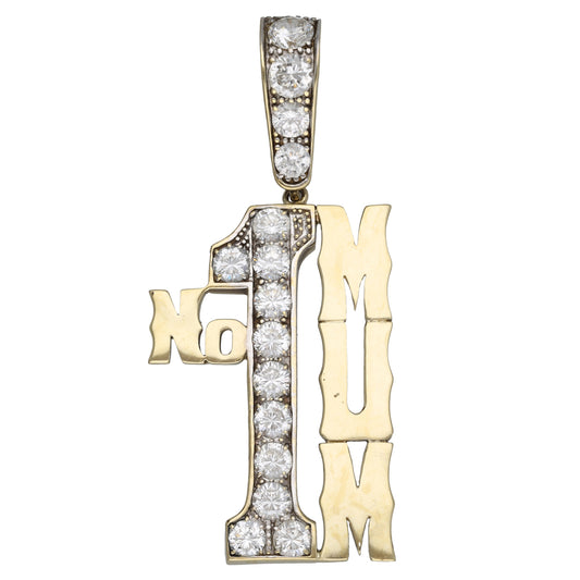 9ct Gold Cubic Zirconia No1 Mum Pendant